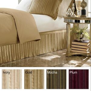 lot 31328 image: FULL SIZE Levinsohn Textile Co., Inc. Luxury Pleated Satin 15-inch Drop Bedskirt GOLD