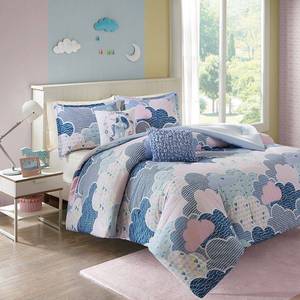 lot 31334 image: FULLQUEEN SIZE Childs Cloudunicorn print bed set (PINK BLUE WHITE)