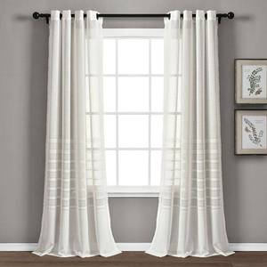 lot 31353 image: Lush Decor Bridie Sheer Sheer 84 x 52 Sheer WHITE 100% Polyester Metal Grommets Pair Window Panels