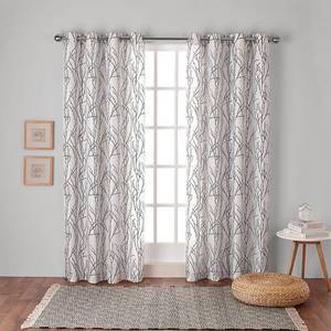 lot 31362 image: ATI Home Branches Linen Blend Grommet Top Curtain Panel Pair