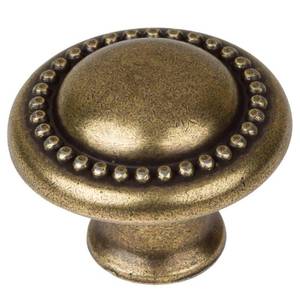lot 31367 image: GlideRite 1.25 inch Antique Brass Round Beaded Cabinet Knobs (Pack of 10)