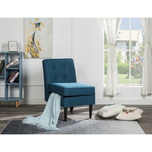 lot 31392 image: 33.5 Oliver Blue Fabric Storage Armless Accent Chair