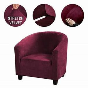 lot 31407 image: Stretch Velvet Club Chair Cover Living room Tub Chair Armchair Cover - 1 Piece BURGUNDY