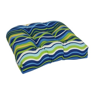 lot 31410 image: Multi color U shaped dining chair cushions BLUE AND GREEN (Set of 3)