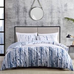 lot 31366 image: CALIFORNIA KING SIZE City Scene Sokal cotton blue duvet cover with pillowcases