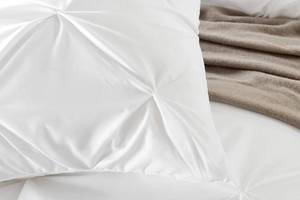lot 31354 image: pleated satin shams (set of 2) off white
