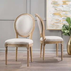 lot 32284 image: Phinnaeus French Country Fabric Dining Chairs (CHAIR BACKS HAVE DIFFERENT FABRIC DESIGN)by Christopher Knight Home - Beige