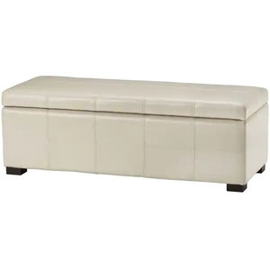 lot 32290 image: SAFAVIEH Madison Cream Bicast Leather Storage Bench (LIGHT SCRATCHES)- 46.9 x 18.3 x 16.7