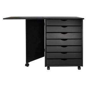 lot 32300 image: Adeptus 7 Drawer Gate Leg Roll Cart Desk - Black Retail$139.99