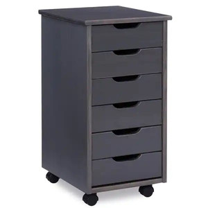 lot 32301 image: Bridgton Six Drawer Roll Cart - Grey - 13.39 inches Wide x 15.35 inches Deep x 25.75 inches High