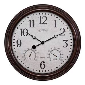 lot 31529 image: La Crosse Clock 404-3015 15 Inch IndoorOutdoor Wall Clock with Temperature and Humidity