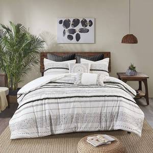 lot 31535 image: Nea 3 Piece Cotton Printed Duvet Cover Set, FullQueen Bedding NATURAL STRIPE