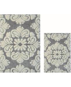 lot 31537 image: Better Trends Medallion Collection 2 Piece Set 100% Cotton Tufted Bath Mat Rug Set