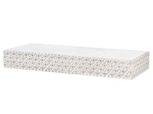 lot 31545 image: 24.25 X 8.5 X 3 embossed floating wall shelf- small, whitewash