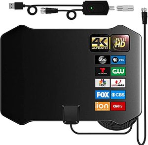 lot 4918 image: Best of 2021 Digital Indoor Tv Antenna - 230 Miles Range HDTV Smart Amplified Rabbit Ears Antennas, 16 Feet Cable, Crystal Clear 1080P 4K Support, Powerful Amplifier Signal Booster,