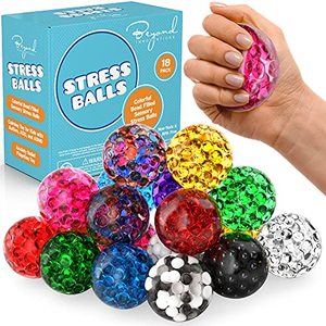 lot 4933 image: Stress Ball Set - 18 Pack - Stress Balls Fidget Toys for Kids and Adults - Sensory Ball, Squishy Balls with Colorful Water Beads,Anxiety Relief Calming Tool - Fidget Stress Toys for Autism & ADDADHD