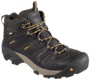lot 4943 image: KEEN Utility Lansing Waterproof Mid Steel Toe Shoes for Men - RavenTawny Olive - 10M