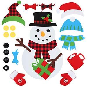 lot 4959 image: D-FantiX DIY Christmas Felt Snowman for Kids to Decorate, 3.1FT 3D Kids Felt Snowman Kit with 32pcs Detachable Ornaments, Home Door Wall Hanging Decor Xmas Decorations Gifts for Toddlers Boys Girls
