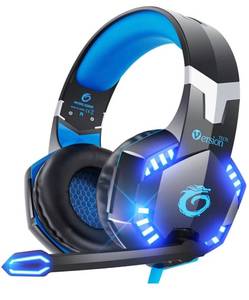 lot 3250 image: VersionTECH. G2000 Gaming Headset for PS5 PS4 PC Xbox One, Surround Sound Over Ear Headphones with Mic, LED Light for Mac Laptop Switch Playstation Xbox Series XS -Blue