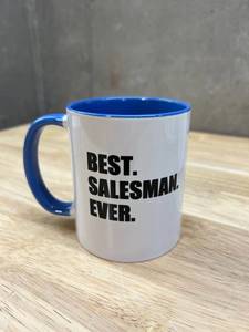 lot 3254 image: 3dRose Best Salesman Ever Fun Gift For Salesmen Job Appreciation Two Tone Mug, 11oz, Blue