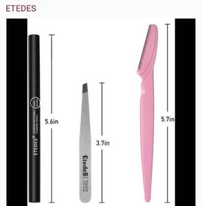 lot 3271 image: Lot of 2 - ETEDES Light Brown Double Eyebrow Pencil with Tweezers and Razor