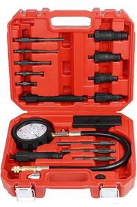 lot 3305 image: 16Pcs Diesel Engine Compression Gauge Tester Cylinder Pressure Test Tool Kit with Case for Car & Truck