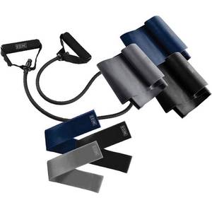lot 3309 image: EDX Resistance Loop Bands with Handles for Workouts, Exercise, Fitness, Stretching, Physical Therapy  Set of 7, Navy