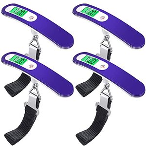 lot 4965 image: Ceenna 4 Pieces Luggage Weight Scale Luggage Scale with Hook Travel Scale Digital Luggage Scale Digital Hanging Scale with 110 lbs Capacity for Travelers(Blue) With BONUS Battery