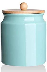 lot 13890 image: SWEEJAR Kitchen Canisters, 28 FLOZ Ceramic Food Storage Jar with Bamboo Lid and Seal Ring for Serving Ground Coffee, Tea, Sugar, Salt (Turquoise)