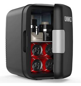 lot 13904 image: OMMO Mini Fridge, 6 L Portable Fridge, Cooler and Warmer Compact Small Refrigerator with ACDC Power, for Skincare, Medications, Beverage, Home and Travel, Black