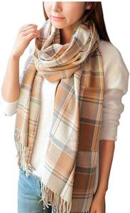 lot 13912 image: Wander Agio Womens Fashion Long Shawl Big Grid Winter Warm Lattice Large Scarf -Set of 3