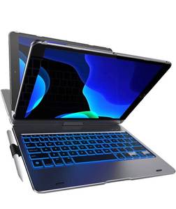lot 13924 image: iPad 9th Generation Case with Keyboard (10.2, 2021)  360°  7 Modes  Backlit Thin, Light & Protective for iPad 9, 8th & 7th Gen, Air 3, Pro 10.5, Apple Pencil (Space Gray