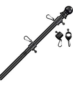 lot 13926 image: MIYA Flag Pole, 6FT Flagpole Kit for American Flag, Professional Metal Flag Pole for House Garden Yard, Residential or Commercial Flag Pole Black (Flag Pole only)