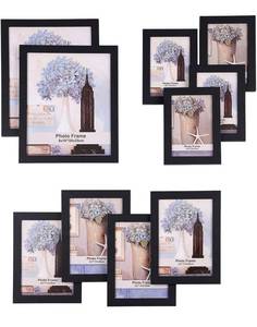lot 13927 image: SONGMICS Picture Frames, Set of 10, Two 8 x 10 Inch, Four 5 x 7 Inch, Four 4 x 6 Inch, Collage Photo Frames, Clear Glass Front, Black URPF10B