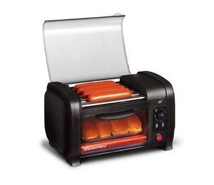 lot 13928 image: Elite Gourmet - 210w Analog Hot Dog Roller & Toaster Oven - Black