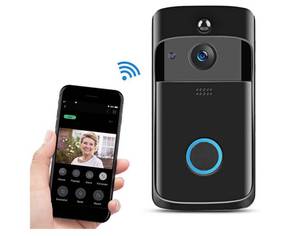 lot 13937 image: Wireless Video Doorbell 720P Visual Real-time Intercom Wi-Fi Video Bell PIR Detection Night Vision 2-Way Talk Home Security Camera with 166 Degree Lens & Cloud Storage Compatible with iOS & Android