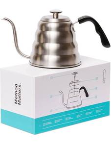 lot 14732 image: Barista Warrior Gooseneck Kettle for Pour Over Coffee and Tea with Thermometer for Exact Temperature, Precision Pour Drip Spout, Stainless Steel, Compatible with all Stove Tops (1.2 Liter, 40 fl oz)