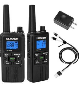 lot 14754 image: SAMCOM FRS Rechargeable Two Way Radios for Adults, License Free 2 Way Radio with 1250mAh Battery, NOAA Weather Scan, VOX Scan for Outdoor Camping (2 Pcs Black)