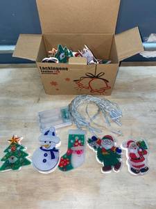 lot 15571 image: (Lot Of 3) Lackingone Christmas Decoration LED Light, Ornament Plastic Santa Claus Christmas Tree Hanging Ornaments (1.2M)
