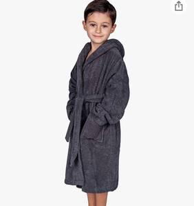 lot 15582 image: Organic Kids Robe - Gots Certified Organic Turkish Cotton Unisex Hooded Bathrobe for Boys - Girls (13-15 years), Made in Turkey