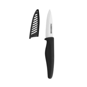 lot 15587 image: Farberware Ceramic 5-inch Santoku Knife with Sheath and Farberware 3 Inch Ceramic Paring Knife with Sheath