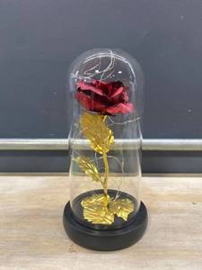 lot 15596 image: Rainbow Rose In Glass Dome with Led Light, Artificial Forever Flower 9