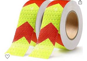 lot 15598 image: Leoray Reflective Tape 2 X 200Feet High Visibility Red & Yellow Industrial Warning Safety Adhesive Tape