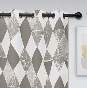 lot 15613 image: Easy-Going Geometric Pattern Design Blackout Curtain 2 Panels Grommet Room Darkening Window Curtain Drapes for Bedroom Living Room (52x84 Inch, Gray)