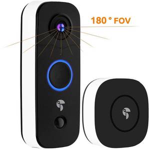 lot 15618 image: Toucan 1-Channel 1080p HD 180° with Wi-Fi and 2-Way Communication Wireless Video Doorbell Camera, Black