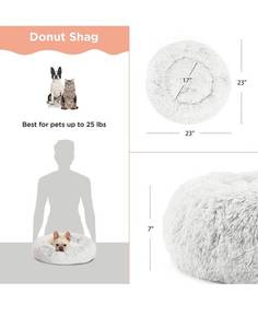 lot 16253 image: Best Friends by Sheri The Original Calming Donut Cat and Dog Bed in Shag Fur Frost, Small 23x23