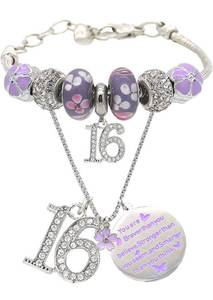 lot 16263 image: 16th Birthday, 16th Birthday Girl Gifts, 16th Birthday Necklace, 16th Birthday charm Bracelet