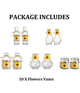 lot 16264 image: asseam Mini Vases, Bud Vase with Sunflower and Twine Rope, 10Pcs Bud Vases in Bulk Modern,