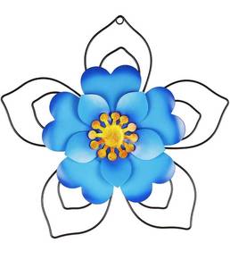 lot 16265 image: Ridota Metal Flower Wall Decor, 11.8 Metal Hanging Wall Art Sculpture, Metal Wall Decor for Indoor Outdoor Home Bedroom Living Room, Blue