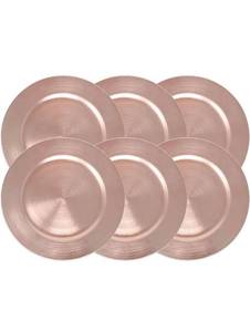 lot 16267 image: Metallic Foil Charger Plates - Set of 6 - Made of Thick Plastic - Rose Gold